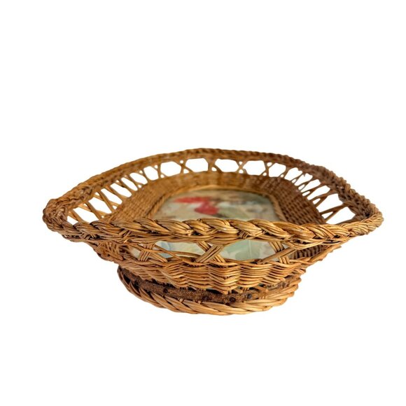 Mexican Tropical Bird Wicker Tray Folk Art Decorative Artisan Hand Painted VTG - Picture 6 of 16